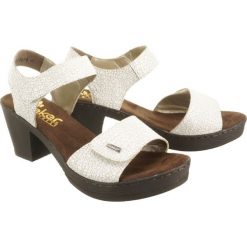 RIEKER 66754-80 weiss, sandały damskie. Sandały damskie Rieker, bez wzorów, ze skóry, bez obcasa, na obcasie, na rzepy. Za 219,90 zł.