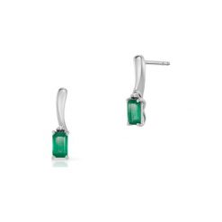 Złote Kolczyki - złoto 585, Diament 0,01ct,szmaragd. Żółte kolczyki damskie W.KRUK, z diamentem, złote, na sztyftcie. Za 1490,00 zł.
