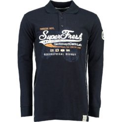 Koszulka polo "Kiobrasil" w kolorze granatowym. Niebieskie bez kategorii marki Geographical Norway Women & Kids, z bawełny, z długim rękawem. W wyprzedaży za 86,95 zł.