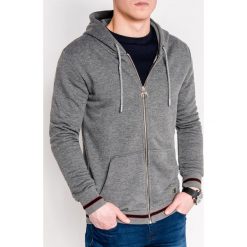 Bluza męska rozpinana z kapturem B912 - grafitowa. Szare bluzy męskie Ombre Clothing, s, bez wzorów, z bawełny, z kapturem, bez rękawów, z kapturem. Za 49,00 zł.