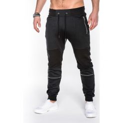 Spodnie męskie dresowe P469 - czarne. Czarne spodnie męskie Ombre Clothing, m, bez wzorów, z bawełny. Za 45,00 zł.