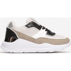 Beżowo-Białe Sneakersy Peireanes. Brązowe sneakersy damskie Renee. Za 109,99 zł.