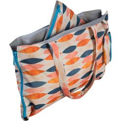 Shopper bag damskie: Torba wielofunkcyjna w kolorze pomarańczowo-granatowym – 50 x 30 cm