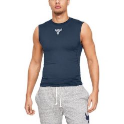Under Armour Project Rock Podkoszulek Niebieski. Niebieskie podkoszulki męskie Under Armour, l, z nadrukiem, z elastanu, bez rękawów. Za 171,95 zł.