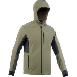 Kurtka Softshell trekkingowa - TREK 500 WINDWARM - męska. Czarne kurtki męskie FORCLAZ, xl, bez wzorów, z elastanu, bez kaptura, trekkingowe. Za 199,99 zł.