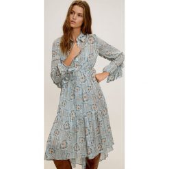 Mango - Sukienka Pamela. Niebieskie sukienki damskie Mango, na co dzień, s, w kwiaty, z poliesteru, casualowe, bez kołnierzyka, z długim rękawem, długie, midi, rozkloszowane. Za 299,90 zł.