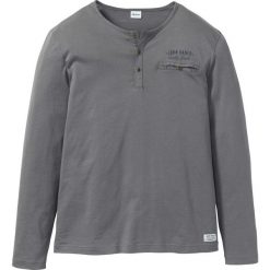 Shirt z długim rękawem i plisą guzikową Regular Fit bonprix dymny szary. Szare koszulki męskie bonprix, s, z nadrukiem, bez kołnierzyka, z długim rękawem, długie. Za 54,99 zł.