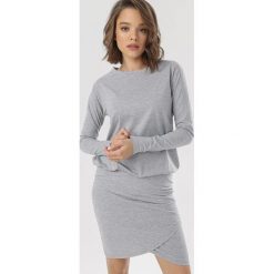 Szara Sukienka Cateth. Szare sukienki damskie Born2be, xl, bez wzorów, z dzianiny, bez kołnierzyka, bez rękawów. Za 69,99 zł.