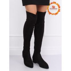 Muszkieterki na płaskim obcasie czarne RB34P BLACK. Czarne kozaki damskie FunKee.pl, na jesień, z zamszu, klasyczne, bez obcasa, na obcasie, na zamek. Za 187,99 zł.