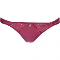 Stringi "Paola" w kolorze fiołkowym. Szare stringi damskie marki LASCANA, w koronkowe wzory, z koronki. W wyprzedaży za 45,95 zł.