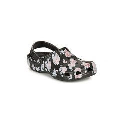 Chodaki Crocs CLASSIC PRINTED CLOG. Czarne klapki damskie Crocs, bez wzorów, bez obcasa. Za 179,00 zł.