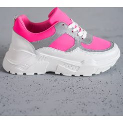 Ideal Shoes Neonowe Obuwie Sportowe. Różowe buty sportowe damskie Ideal Shoes, bez wzorów, z dresówki, eleganckie. W wyprzedaży za 79,00 zł.