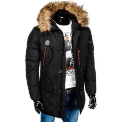 KURTKA MĘSKA ZIMOWA PARKA C369 - CZARNA. Czarne kurtki męskie marki Ombre Clothing, na zimę, s, z poliesteru. Za 179,00 zł.