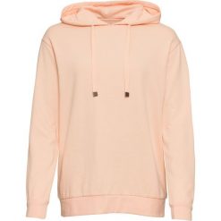 Bluza z kapturem, luźniejszy fason, długi rękaw bonprix perłowy beżowy. Czerwone bluzy rozpinane damskie bonprix, z długim rękawem, długie, z kapturem. Za 54,99 zł.