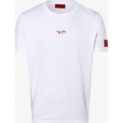 HUGO - T-shirt męski – Durned201, biały. Białe t-shirty męskie HUGO, m, z haftami, bez kołnierzyka. Za 244,95 zł.