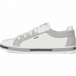 Geox tenisówki męskie Eolo U028RB 04322 42 białe. Białe trampki męskie Geox, bez wzorów, eleganckie, na sznurówki. Za 519,00 zł.