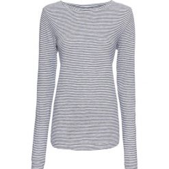 Shirt z długim rękawem w paski bonprix niebieski w paski. Niebieskie koszulki damskie bonprix, w paski, bez kołnierzyka, z długim rękawem. Za 54,99 zł.