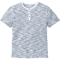 T-shirt z dekoltem "henley", krótki rękaw bonprix niebieski w paski. Niebieskie koszulki męskie bonprix, s, w paski, bez kołnierzyka, z krótkim rękawem, krótkie. Za 59,99 zł.