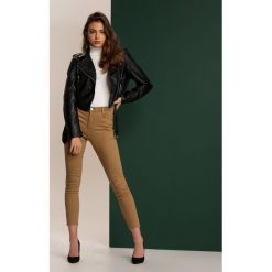 Khaki Spodnie Skinny Eliteia. Brązowe spodnie damskie Renee, bez wzorów. Za 89,99 zł.