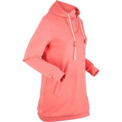 Długa bluza dresowa, długi rękaw bonprix dymny koralowy melanż. Różowe bluzy damskie bonprix, z dresówki, bez kaptura. Za 79,99 zł.