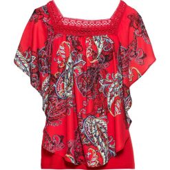 Tunika shirtowa z szyfonem z nadrukiem bonprix czerwony paisley. Czerwone tuniki damskie bonprix, z nadrukiem, z szyfonu. Za 99,99 zł.