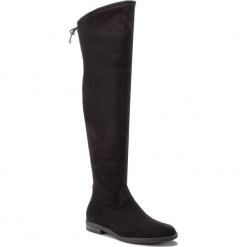 Muszkieterki TAMARIS - 1-25500-21 Black 001. Czarne buty zimowe damskie Tamaris, z materiału, przed kolano, na wysokim obcasie, na obcasie. Za 279,90 zł.
