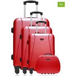 Walizki (4 szt.) "Lanzarote" w kolorze czerwonym. Czerwone walizki marki Hero, z tworzywa sztucznego. W wyprzedaży za 523,95 zł.