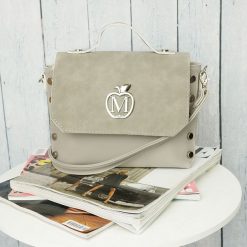 Mini kuferek listonoszka z ćwiekami SZARA. Szare kuferki damskie Pakamera, z materiału, na ramię. Za 77,00 zł.