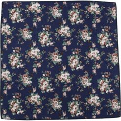 Granatowa Elegancka Męska Poszetka -ALTIES- w Beżowo-Brązowe Kwiaty POSZALTTANIA0324. Niebieskie poszetki męskie Alties, w kwiaty, z materiału, eleganckie. Za 16,90 zł.