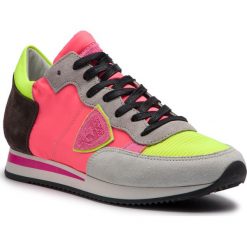 Sneakersy PHILIPPE MODEL - Tropez TRLD N0001 Mondial Pop Jaune Fucsia. Różowe półbuty damskie marki Philippe Model, bez wzorów, ze skóry, bez obcasa, na płaskiej podeszwie, bez zapięcia. Za 1139,00 zł.