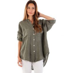 Bluzki damskie: Lniana bluzka w kolorze khaki
