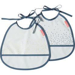 Śliniak Dots 2 szt. niebieski. Niebieskie śliniaki Done by Deer, bez wzorów, z tworzywa sztucznego, wizytowe. Za 77,00 zł.