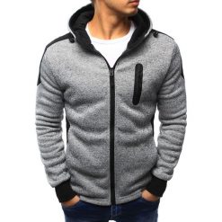 Bluzy męskie: Bluza męska rozpinana szara z kapturem (bx3152)