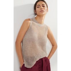 Dzianinowy top - Beżowy. Brązowe topy damskie Reserved, s, bez wzorów, z dzianiny, bez kołnierzyka. Za 119,99 zł.