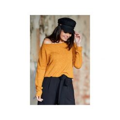 Sweter B333. Żółte swetry damskie Awama, s, bez wzorów, z poliesteru, klasyczne, z długim rękawem, długie, bez kaptura. Za 109,00 zł.