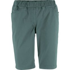 Bermudy z elastycznym paskiem bonprix zielony eukaliptusowy. Zielone spodnie damskie bonprix. Za 64,99 zł.