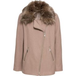 Kurtka z materiału o wyglądzie wełny bonprix wielbłądzia wełna. Brązowe kurtki damskie bonprix, bez wzorów, z wełny, eleganckie. Za 189,99 zł.