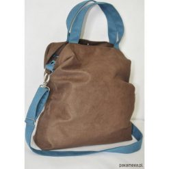 Torba hobo XXL - brąz, turkus. Szare torebki klasyczne damskie Pakamera, ze skóry. Za 129,00 zł.