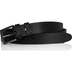 Pasek męski skórzany do jeansów Brodrene DW30 czarny. Czarne paski męskie Brødrene, w paski, z jeansu, eleganckie. Za 45,99 zł.