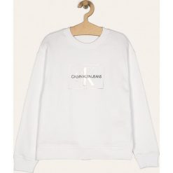 Calvin Klein Jeans - Bluza 140-176 cm. Białe bluzy dziewczęce Calvin Klein Jeans, z nadrukiem, z bawełny, bez rękawów, bez kaptura. Za 299,90 zł.