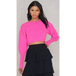 Swetry klasyczne damskie: Trendyol Krótki sweter z bufiastym rękawem – Pink