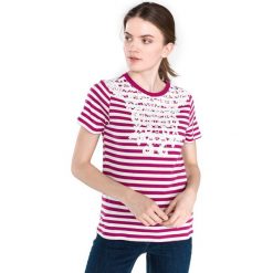 Vero Moda Mona Koszulka Różowy. Różowe koszulki damskie Vero Moda, m, w paski, z bawełny, bez kołnierzyka. Za 97,95 zł.