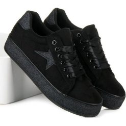 Trampki damskie slip on: BROKATOWE TRAMPKI MCKEYLOR McKeylor czarne