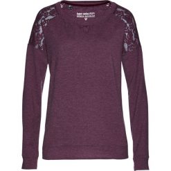 Bluza z koronką bonprix czarny bez. Fioletowe bluzy damskie bonprix, w koronkowe wzory, z koronki, bez rękawów, bez kaptura. Za 49,99 zł.