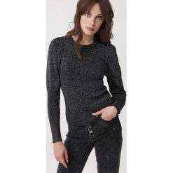 Czarno-Srebrny Sweter Warrane. Czarne swetry damskie Born2be, s, bez wzorów, z tkaniny, eleganckie, bez rękawów, bez kaptura. Za 99,99 zł.