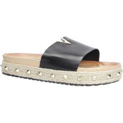 Czarne klapki espadryle z ćwiekami Casu LS50. Czarne espadryle damskie marki Casu. Za 39,99 zł.