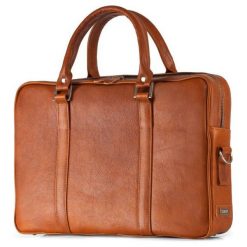 EKSKLUZYWNA Skórzana torba na laptop brązowy vintage. Pomarańczowe torby męskie skórzane Solier Gold, bez wzorów, ze skóry, vintage, na ramię. Za 699,00 zł.