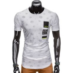 T-shirty męskie: T-SHIRT MĘSKI Z NADRUKIEM S863 – SZARY