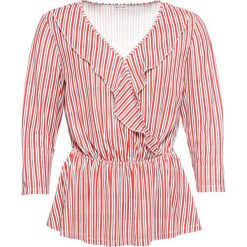 Shirt z wolantami bonprix czerwony - w paski. Czerwone koszulki damskie marki bonprix, w paski, bez kołnierzyka, bez rękawów. Za 64,99 zł.