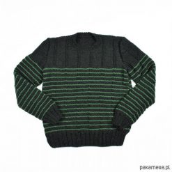 Sweter w paski Merynos Dziecięcy. Czarne swetry chłopięce marki Pakamera, z wełny. Za 342,00 zł.